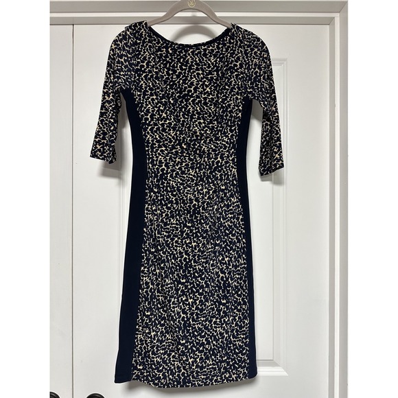 Lauren Ralph Lauren Dresses & Skirts - Lauren Ralph Lauren, Women's Sheath Dress, Navy Animal Print ¾ Sleeve,‎ Size 0P